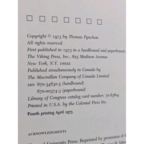 Thomas Pynchon GRAVITY'S RAINBOW First Edition 4th Printing 1973 HC Hardcover - Picture 4 of 16